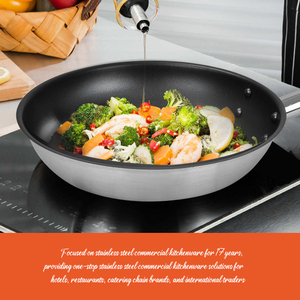 Padella grande antiaderente in acciaio inossidabile 8 10 12 pollici pentole da cucina commerciale padella 32cm 34cm 36cm padella grande - Product Image 6