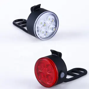 Luce per bicicletta bianca anteriore ricaricabile USB impermeabile 4 modalità Set di luci a LED posteriori rosse per bici