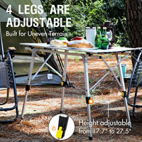Table de camping pliable en alliage d'aluminium, design moderne, portable, 2-4 pieds, hauteur réglable à l'infini, sac de transport, 4/6 places