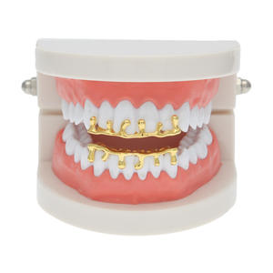 Di vendita caldo hiphop Dei Monili Del Corpo in ottone iced out cadere Oro argento Two Tone lava forma Denti Grillz Griglie Set - Product Image 2