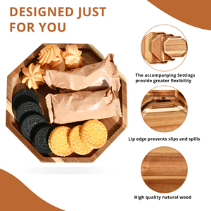 Bandeja de servicio de madera de acacia ecológica 3 en un conjunto de almacenamiento y comida y aperitivos para cualquier sala de estar y dormitorio - Product Image 4