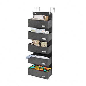 Simple Over the Door Hanging Organizer 5 Pockets Storage Wall Mount Organizer for Save Cosmetics Sundries - Product Image 1