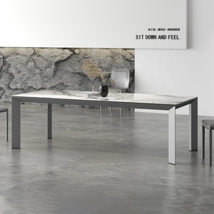 <span class=keywords><strong>Table</strong></span> à manger rectangulaire de luxe avec 10 chaises <span class=keywords><strong>Table</strong></span> à manger moderne Mobilier de maison robuste en métal et panneau de marbre - Product Image 3