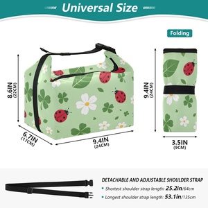 Hawaii Tropical Custom Lucky Ladybug Clover Lunch Bag Warm Cooler Bag - Product Image 3