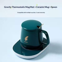 Ensemble de tasses à café à température constante de 55 degrés - Tasse chauffante en céramique avec coussin chauffant et boîte cadeau pour la maison, le bureau et les cadeaux