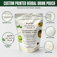Sachet Doypack en Feuille Métallique Imprimé Personnalisé à 8 Soudures Latérales avec Valve et Fermeture Éclair pour Produits à Base de Plantes