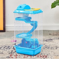 Cage à hamster portable à 2 étages, habitat pour hamster nain, cage de voyage pour animaux avec roue d'exercice