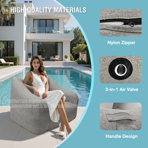 Canapé <span class=keywords><strong>de</strong></span> <span class=keywords><strong>jardin</strong></span> gonflable moderne en PVC, chaise longue pliable individuelle <span class=keywords><strong>avec</strong></span> <span class=keywords><strong>housse</strong></span> en tissu pour patio, utilisation intérieure et extérieure - Product Image 2