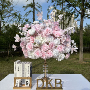 Centres de table de mariage dernier design DKB Arrangements de table Real Touch Rose en soie rose pour proposition de mariage - Product Image 3