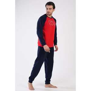 Ensemble de pyjama en molleton à manches longues pour homme avec col rond, poignets et poches, vêtements de nuit avec poches - Product Image 2