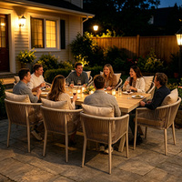 Ensemble table et chaises de jardin 8 places en aluminium, style nordique moderne, résistant aux intempéries, pour l'extérieur