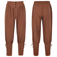 Pantalones Casuales de Secado Rápido con Tiras Largas en el Tobillo para Hombre, Estilo Medieval Pirata, para Verano