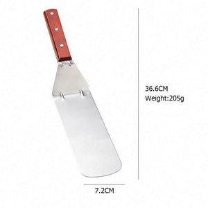 Hot Sale Stainless Steel Hamburger Spatula Metal Meat Slotted Turner With Wooden Handle for <b>BBQ</b> Steak - Product Image 6
