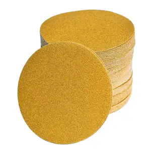 Yüksek kalite 5 inç 125mm altın zımpara disk sarı alüminyum oksit aşındırıcı zımpara disk
