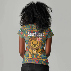 T-shirt d'été personnalisé pour femmes, imprimé Jour de l'Indépendance de la Sierra Leone, col en V, motif africain, Joyeux 65e anniversaire - Product Image 3