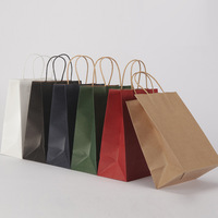 Sacs en papier kraft personnalisés avec ruban de fermeture et poignée pour médicaments, biscuits, collations, shopping, emballage promotionnel