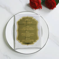 Invitaciones de boda real personalizadas Tarjeta de menú grabada para fiesta de cumpleaños acrílica con espejo dorado