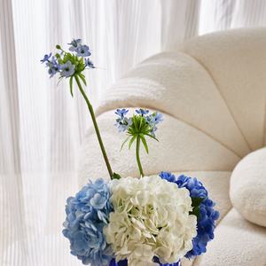现代家居室内餐桌装饰人造花优雅蓝白色420x240x480毫米人造绣球花带玻璃花瓶 - Product Image 5
