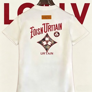 Designer brand casual 100% cotton custom-made L V printed high-quality summer short-sleeved T-<b>shirt</b> for men - Product Image 2
