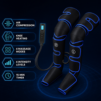 Masseur de jambes à compression d'air avec chaleur, 3 modes d'intensité, pour la circulation, soulagement de la douleur au mollet et au pied, massage de récupération, USB