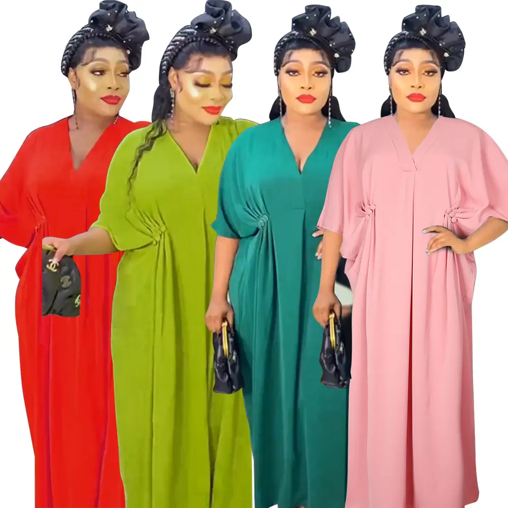 Ziya A11s30 Plus Size Afrikaanse Dames Chiffon V-Hals Dames Jurk Jurken