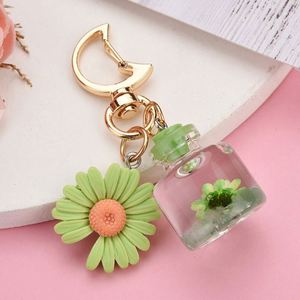 Personalized Small Chrysanthemum Moon <b>Key</b> Chain with Oil and Quicksand Artificial Flower Wish Bottle <b>Bag</b> Pendant Car <b>Key</b> <b>Ring</b> - Product Image 5