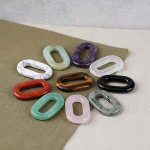 จี้หินกึ่งมีค่ารูปวงรีขนาด 38*23 มม. แบบ O-ring คริสตัลหยกแกะสลักรูปไข่รูใหญ่ สร้อยคอ เครื่องประดับสำหรับสวมใส่ ลดราคา - Product Image 1