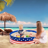 Piscine pliable pour chien, motif étoile et rayures patriotiques, baignoire pour animaux de compagnie en PVC, baignoire extérieure pour grands chiens