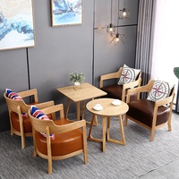 Ensemble de négociation personnalisable en bois de style nordique moderne, table basse et chaises sur mesure pour salon commercial, hôtel et entreprise