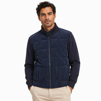 Blouson Bomber Sportif Slim-Fit Chaud en Coton Léger Tricoté avec Col Rond et Fermeture Éclair, Coupe-Vent et Respirant, à Poignets, Style Patchwork Printemps