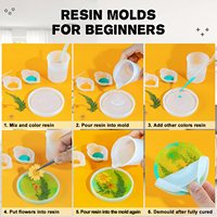 Kit de 14 Moules en Silicone pour Résine Époxy Incluant Sphère, Cube, Pyramide, Cendrier, Sous-Verre et Pendentifs