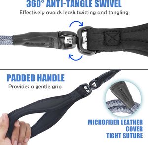 Heavy Duty Pet Training Leash Soft Nylon Metal Clip Tactical Dog Leash Anti-Tangle Mechanism Slip Dog Rope Leash - Product Image 4