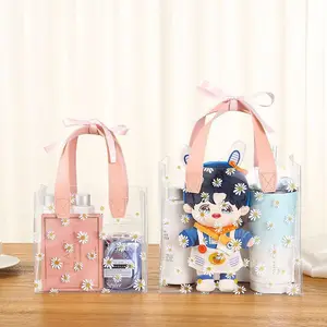 2023 Transparent Waterproof Beach Tote Shopping Bag Wedding Gift Clear PVC Handle Bag With Ribbon Bow
