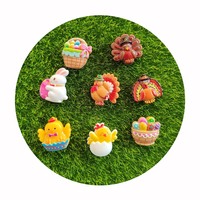 Amuletos de resina de Pascua Kawaii, Mini pollo, huevo, conejo, pavo, modelos de espalda plana en miniatura para hacer joyas, suministros para el centro del lazo del pelo