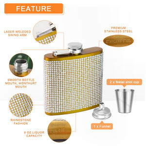 Flacon de hanche à <span class=keywords><strong>alcool</strong></span> en acier inoxydable le plus populaire Flacon de hanche étincelant personnalisé noir sans fuite Flacons de hanche mignons - Product Image 4