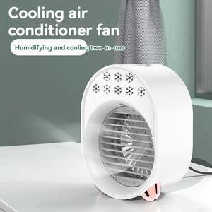 New <b>USB</b> air Cool Fan Portable Desktop Office Mini air Conditioner, Humidifying Small Fan with Colorful Atmosphere Night Light - Product Image 3