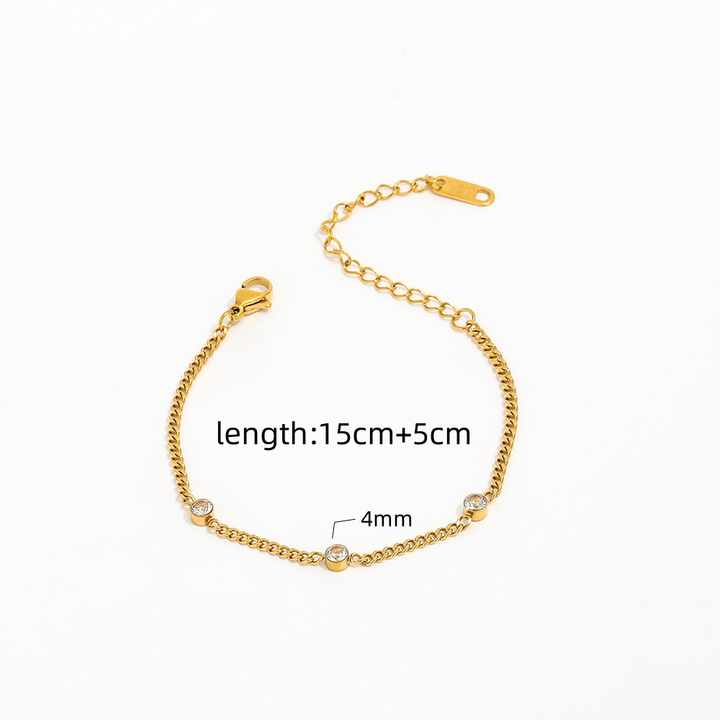 5-Piece 18K Gold-Plated Stainless Steel Inlaid Zircon Bracelet main image 1