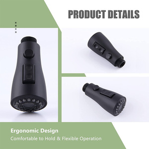 Robinet de cuisine extractible Bingtao avec douchette intégrée, finition noire brossée électrolytique, deux modes de jet d'eau - Product Image 4