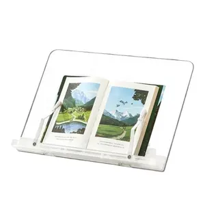 Transparent Acrylic Reading Book Stand Shelf Adjustable Mini Flat Bracket 180 Degree Tablet PC Holder Gift Set