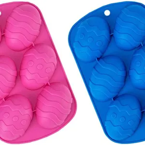 BPA FREE 2 Pack stampo per torta in Silicone a forma di uovo di pasqua vassoi per cottura al cioccolato a 6 cavità per la creazione di fondente di gelatina di cioccolato caramelle fai da te