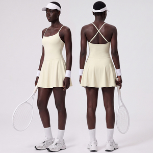 Yeni Stil Çapraz Sırtlı Yoga Elbisesi Kadınlar İçin Nefes Alabilen Hızlı Kuruyan Koşu Fitness Tenis Elbisesi Tek Parça Yoga Tulumu Bodysuit - Product Image 5
