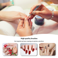 Nouveau design rétractable sans capuchon, manche professionnel en acrylique transparent, lot de 5 pinceaux stylo pour nail art avec pointes pour peinture au gel UV