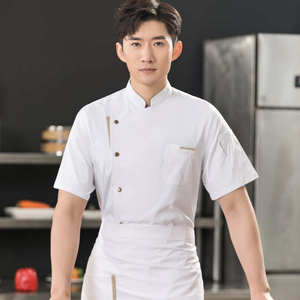 Ropa de trabajo de chef de tela de sarga blanca de alta calidad, uniforme de cocina de manga larga y corta para hoteles y cocina - Product Image 5