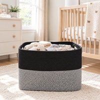 Panier de rangement en corde de coton avec poignées, bac de rangement tissé pour couvertures, jouets, linge, vêtements, chambre, salon, rangement domestique