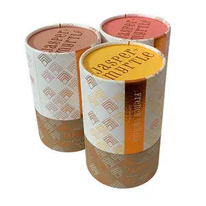 Kotak Kardus Bulat Silinder Kustom Tabung Kemasan Coklat Minum Makanan dengan Tutup Logam