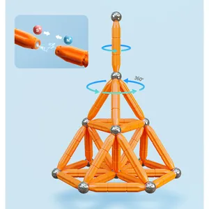 Tiges et balles magnétiques empilables personnalisées 100 pièces pour les enfants de 3 ans et plus Ensemble de construction magnétique STEM jouets de couleur claire pour enfants