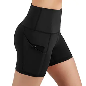 Atacado activewear shorts mulheres-Calção activewear feminina de cintura alta, para treino, ciclismo, corrida, yoga