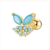 Gemnel 2025 mode bijoux Piercing prix abordable hypoallergénique pierre personnalisée S925 papillon Piercing boucles d'oreilles