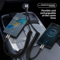 Kabel Data Teleskopik Tipe-C 2 in 1 dengan Konektor Ganda Tipe-C untuk Penggunaan di Mobil, Pengisian Daya dan Transfer Data