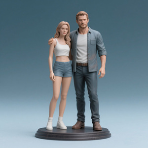 Đế trưng bày 3D tùy chỉnh màu trắng, hoàn thiện bằng nhựa cao cấp, ảnh tư thế thường ngày, phong cách thường nhật, dịch vụ gia công, cá nhân hóa cặp đôi - Product Image 2